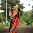 DEIANA'S Beautiful Designer Golden zari Soft Lichi Silk Saree - Green | Grocsy