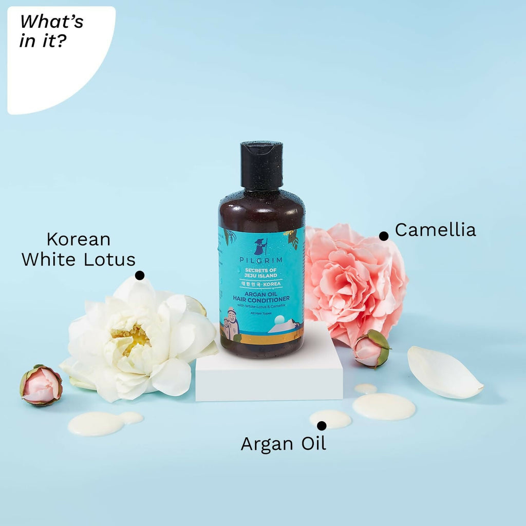 Pilgrim Korean Argan Oil Hair Conditioner with White Lotus & Camellia | Grocsy