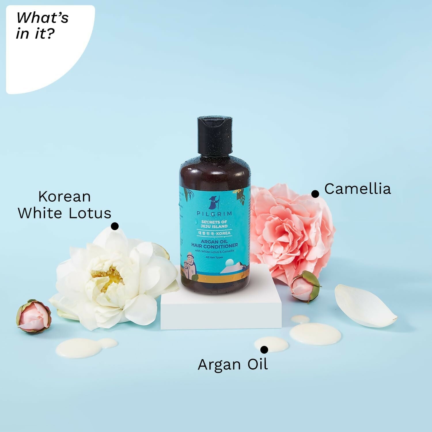 Pilgrim Korean Argan Oil Hair Conditioner with White Lotus & Camellia | Grocsy