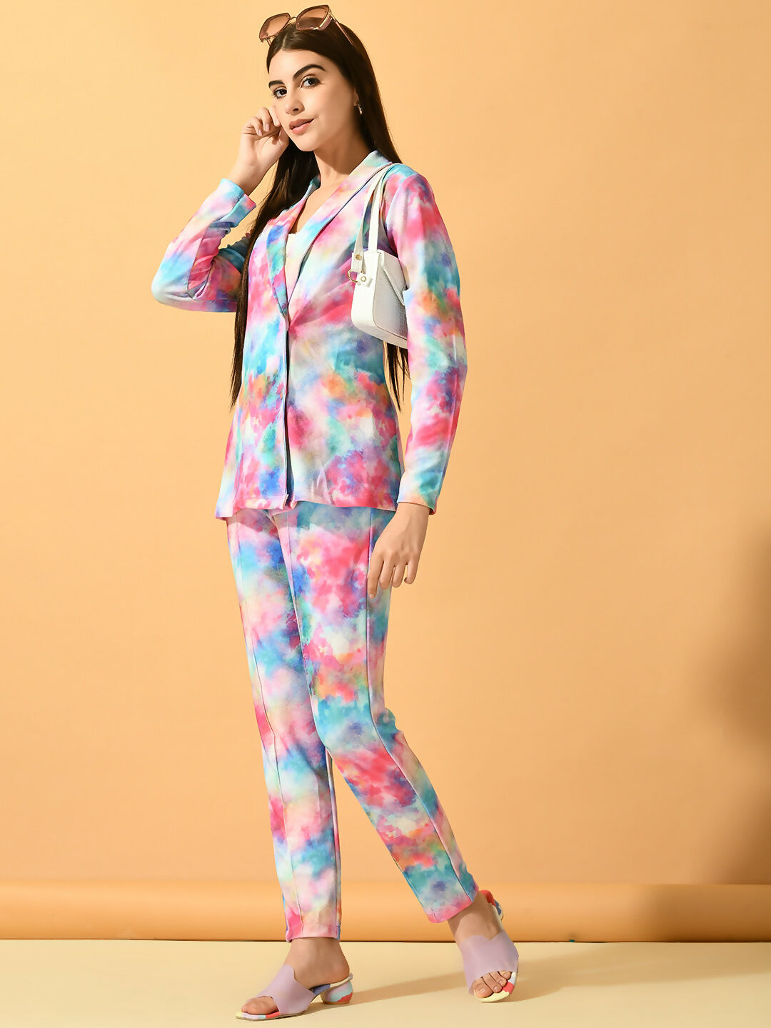 Myshka Women's Multi Printed Coat With Trousers | Grocsy
