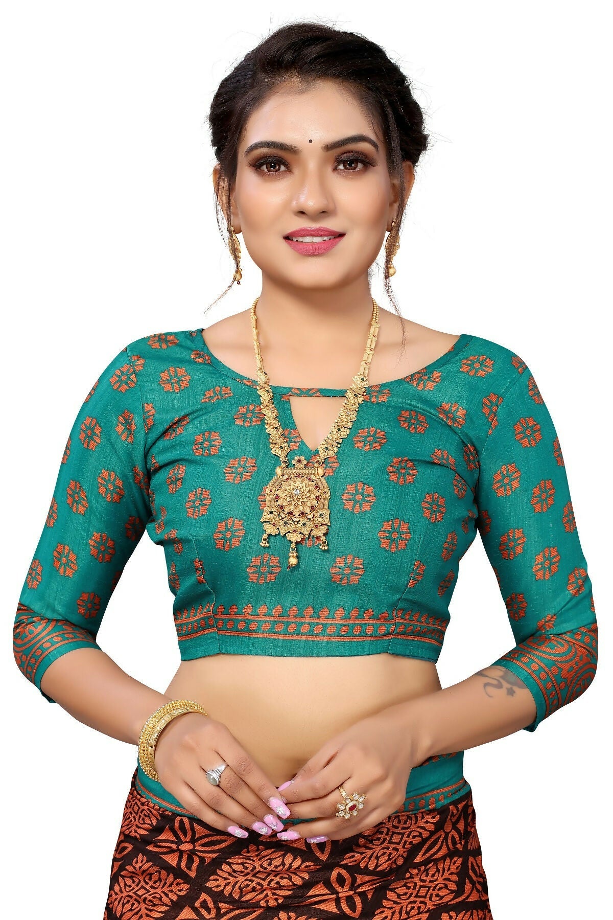 Vamika Brown Printed Art Silk Saree | Grocsy