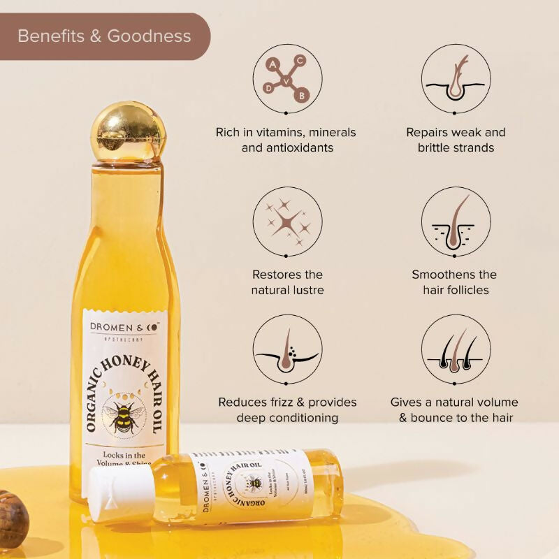 Dromen & Co Organic Honey Hair Oil For Volume & Shine | Grocsy