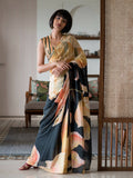 Suta Black Floral Pure Cotton Saree | Grocsy