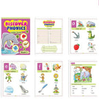 Jolly Kids Discover Phonics Book Set (Set of 5) | Vowel Letter Sounds | Word Families | Consonant Blends | Phonic Readers | Ages 3-8 Years | Grocsy