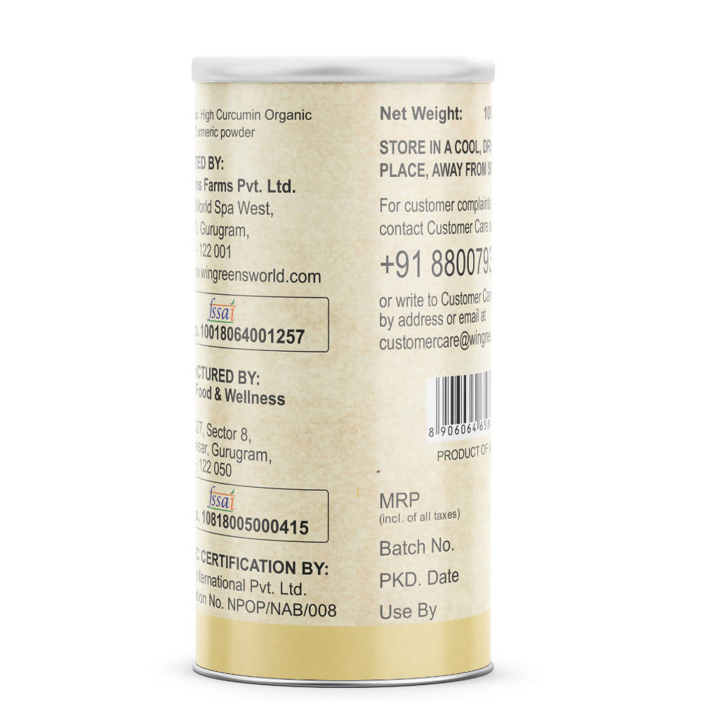 Wingreens Farms Organic Lakadong Turmeric Powder | Grocsy