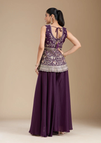 Teeya Creation WIne Color Star Georgette Party Wear Designer Peplum Sharara Set | Grocsy