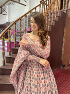 Partywear Designer Peach Chanderi Suit - Anbazaar | Grocsy
