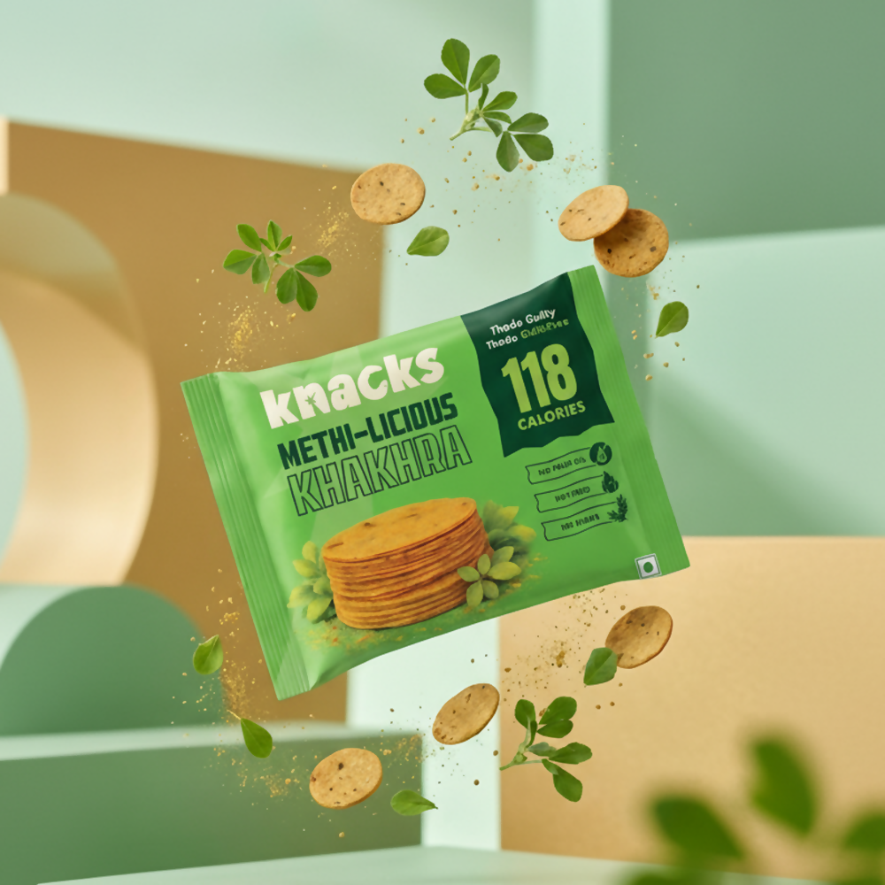 Knacks Coin Khakhra Crisps - Methi-Licious Flavour | Grocsy