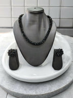 Inhanns Noor-E-Jalwa – Handmade Crystal Bead Necklace / Necklace With Earrings -Adjustable - Black | Grocsy