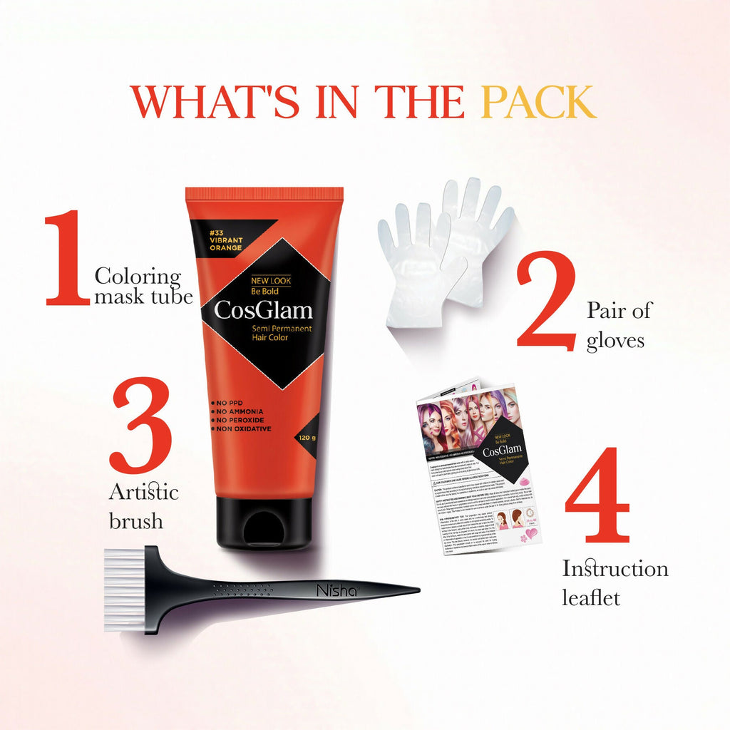 Cosglam Semi Permanent Hair Color for Women & Men (#33 Vibrant Orange) | Grocsy