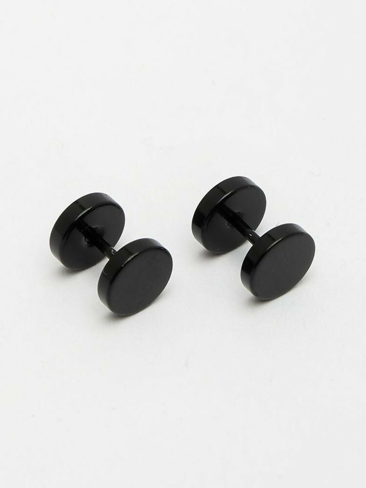 NVR Men's Black Rhodium Plated Studs Earrings | Grocsy