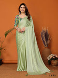 Partywear Designer Pista Polyester Zari Fancy Saree - Starwalk | Grocsy