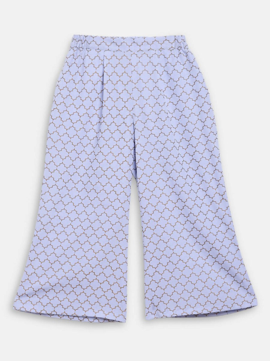Ahalyaa Blue Crepe Printed Kids Kurta Palazzo Set For Girls | Grocsy