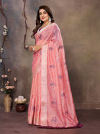 Vedant Vastram Chiffon Net Embroidery work Bollywood Fancy Saree - Peach | Grocsy