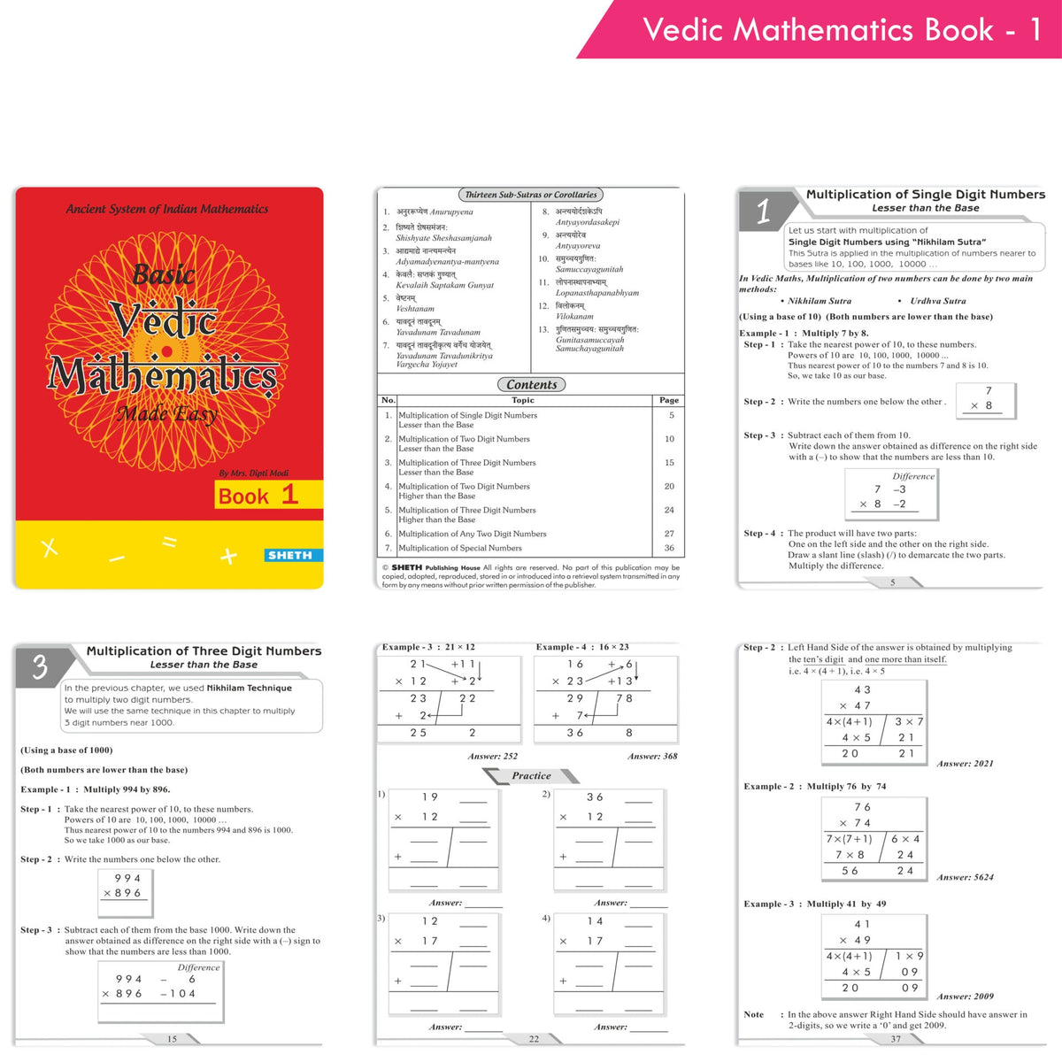 Basic Vedic Mathematics| Set of 4| Maths Book| Ages 6-10 Years | Grocsy