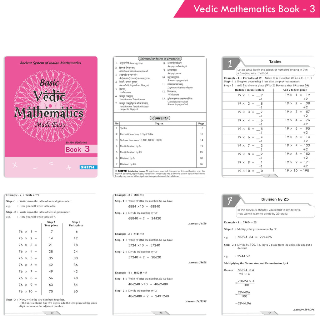 Basic Vedic Mathematics| Set of 4| Maths Book| Ages 6-10 Years | Grocsy