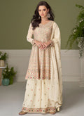 Vegaa Fashion cream embroidery Real Georgette Salwar Suit | Grocsy