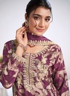 Vegaa Fashion light-purple Embroidery Chinon Silk Salwar suit | Grocsy