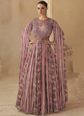 Vegaa Fashion Onion Pink Chinon Silk Embroidered Trendy Wedding Look Stylish Gown | Grocsy