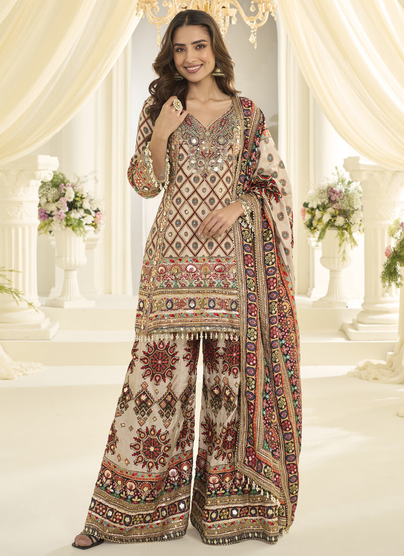 Vegaa Fashion Multicolor Hand Aari Work Naturl Crep Silk Anarkali | Grocsy