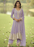 Vegaa Fashion Light-Purple Embroiderd Premium Georgette Anarkali Suit | Grocsy