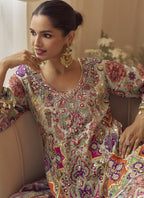 Vegaa Fashion Multicolor Printed Natural Crep Silk Anarkali Suit | Grocsy
