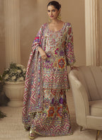 Vegaa Fashion Multicolor Printed Natural Crep Silk Anarkali Suit | Grocsy