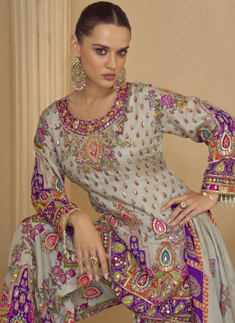 Vegaa Fashion Multicolor Printed Natural Crep Silk Anarkali Suit | Grocsy