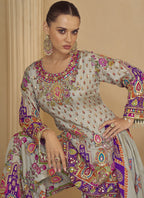 Vegaa Fashion Multicolor Printed Natural Crep Silk Anarkali Suit | Grocsy