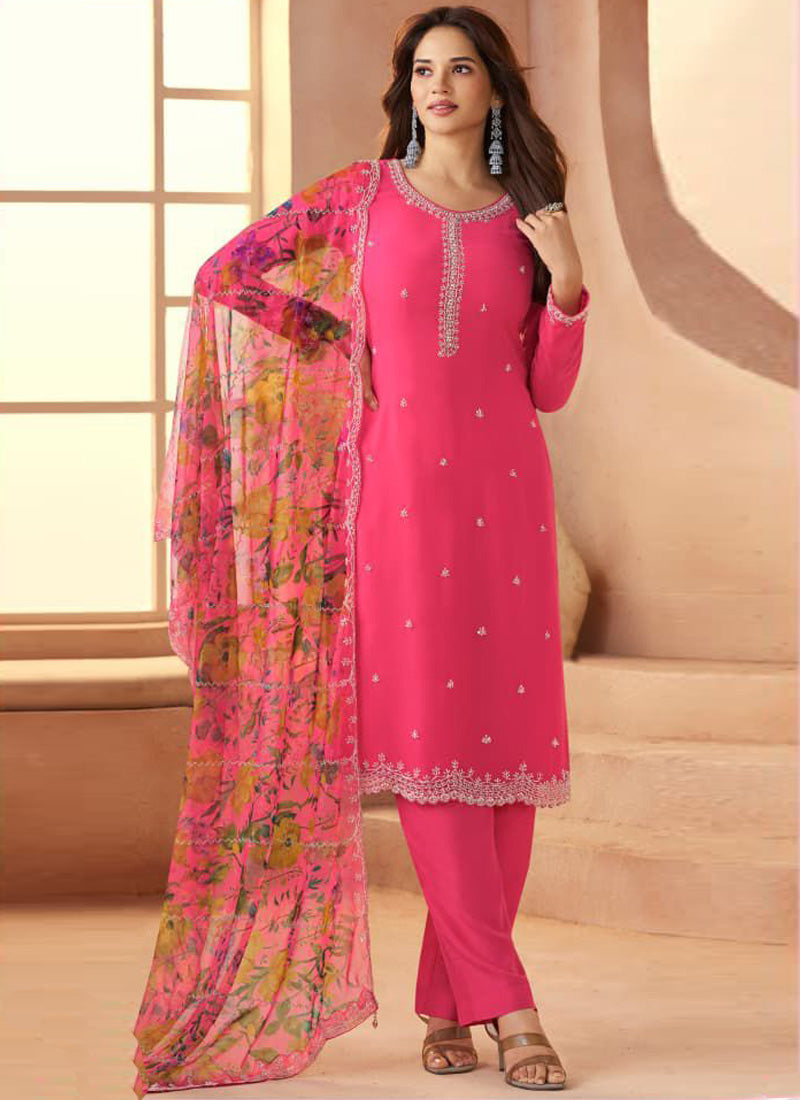 Vegaa Fashion pink Soft Chiffon Salwar Suit | Grocsy