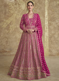 Vegaa Fashion Pink Real Georgette Embroidered Anarkali Suit | Grocsy