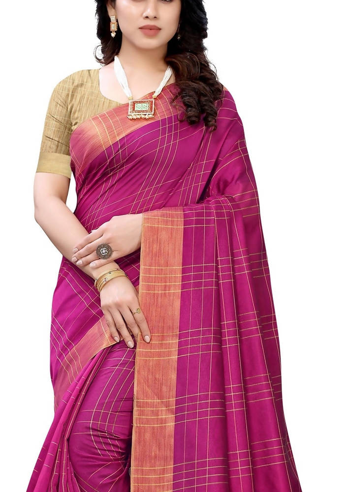 Vamika Pink Cotton Silk Weaving Saree (Anaya Pink) | Grocsy