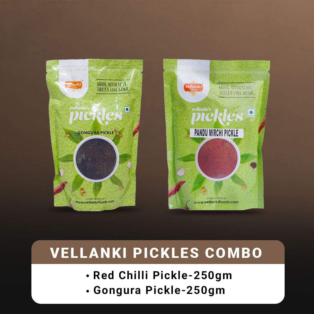 Vellanki Foods Gongura & Red Chilli Pickle Combo Pack | Andhra Achaar Duo