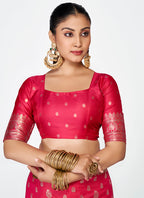 Vellora Rani Pink Premium Banarasi Silk Saree with Rich Golden Zari | Grocsy