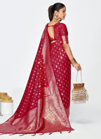 Vellora Maroon Banarasi Silk Saree with Rich Zari Detailing | Grocsy