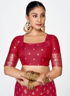 Vellora Maroon Banarasi Silk Saree with Rich Zari Detailing | Grocsy