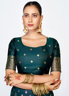 Vellora Navy Blue Premium Banarasi Silk Saree with Gold Zari | Grocsy