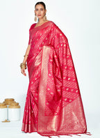 Vellora Rani Pink Premium Zari Weaving Soft Silk Saree | Grocsy