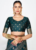 Vellora Peacock Blue Luxurious Soft Silk Zari Weaving Saree | Grocsy