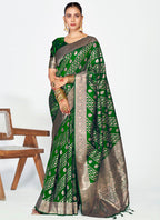 Vellora Emerald Green Soft Silk Royal Zari Weaving Saree | Grocsy