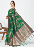 Vellora Emerald Green Soft Silk Royal Zari Weaving Saree | Grocsy