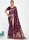Vellora Royal Purple Traditional Soft Silk Zari Weaving Saree | Grocsy