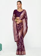 Vellora Royal Purple Traditional Soft Silk Zari Weaving Saree | Grocsy