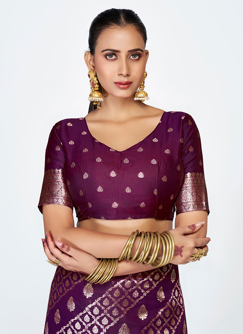 Vellora Royal Purple Traditional Soft Silk Zari Weaving Saree | Grocsy