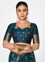 Vellora Navy Blue Banarasi Silk Saree with Rich Zari Weaving | Grocsy