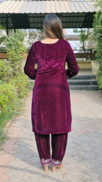 Lehenga Mart Designer Velvet Ready to wear Kurta Pant Dupatta for Women | Grocsy