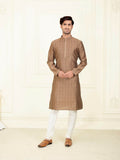 Joban Fashion Dark Brown Jacquard Kurta Pyjama | Grocsy