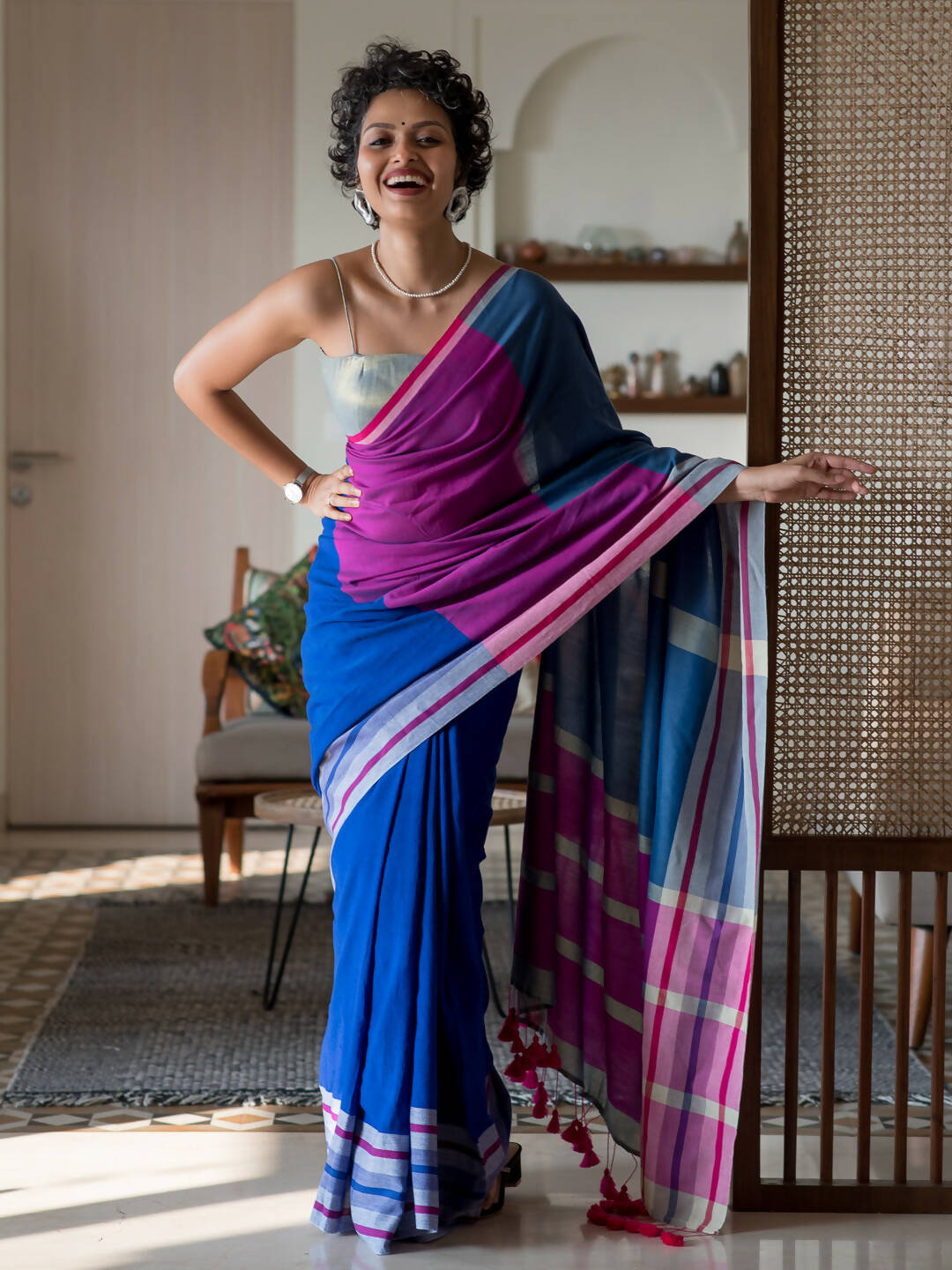 Suta Multi Color Woven Design Cotton Blend Saree | Grocsy