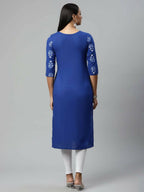 Ahalyaa Womens Beautiful Royal Blue Pure Cotton Printed Kurtas | Grocsy