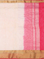 Mimosa Women's Beige Kanchipuram Linen Saree | Grocsy